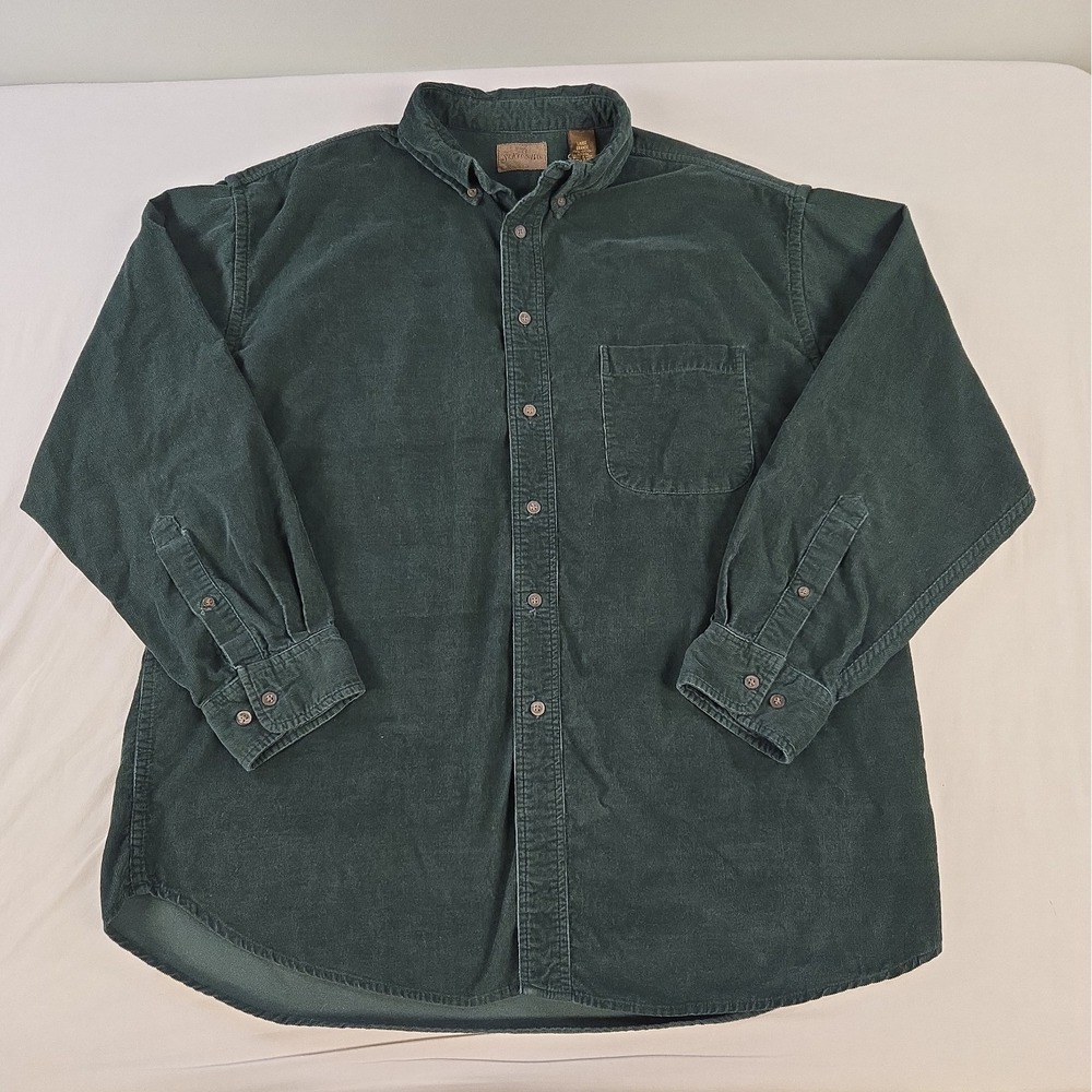 Vintage St. John's Bay Mens Large Green Corduroy Button Up Shirt